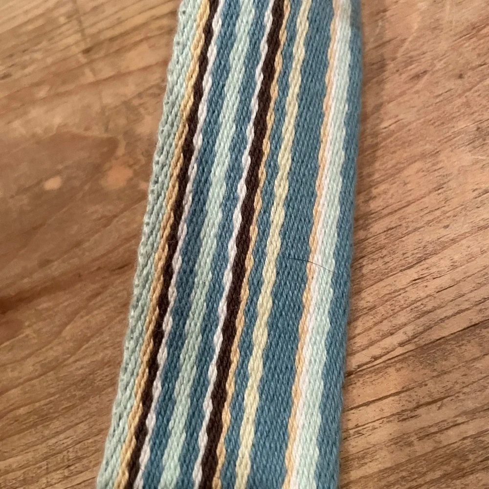 Eddie Bauer Leather Multicolored Canvas Striped Belt Unisex Preppy Business  XL